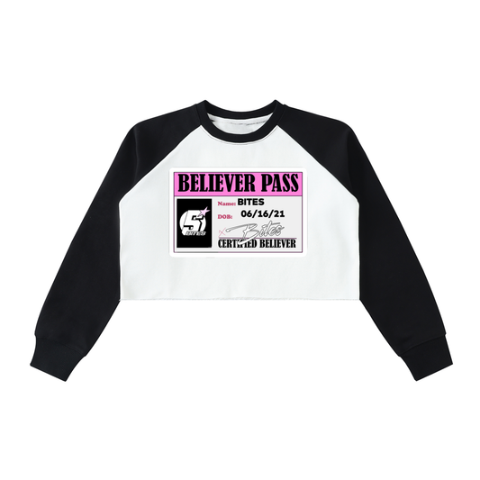 Raw-Hem Color-Block Raglan Crop Sweatshirt