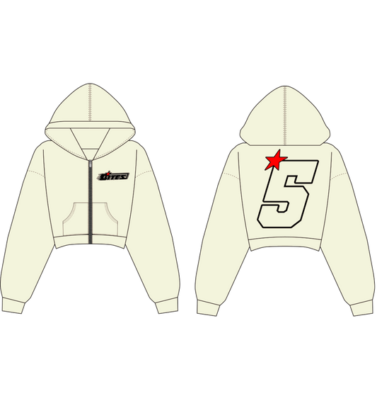 BITES OFF WHITE CROPPED HOODIE